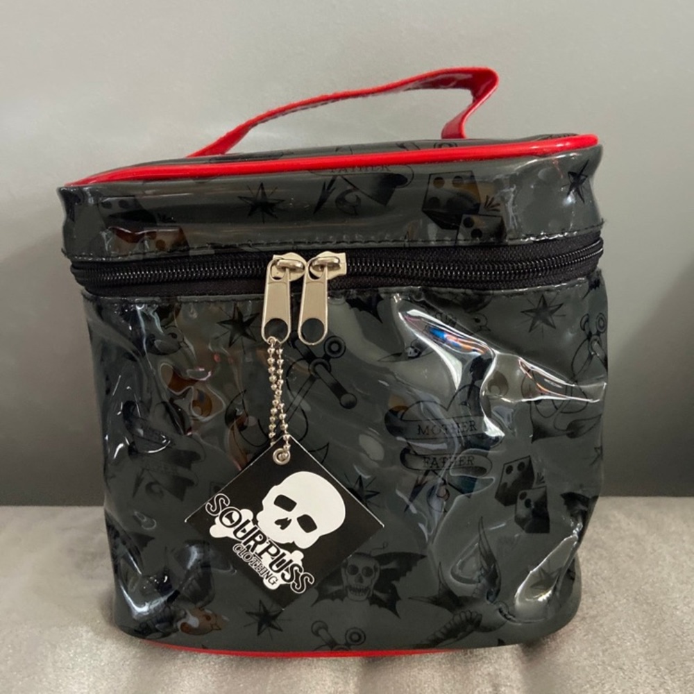 NWT Vintage Sourpuss Goth Makeup Bag with Mirror